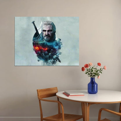 The Witcher Geralt Video Game Poster Fantasy Adventure Wall Decor Monster Hunter RPG Gaming Artwork Wall Print