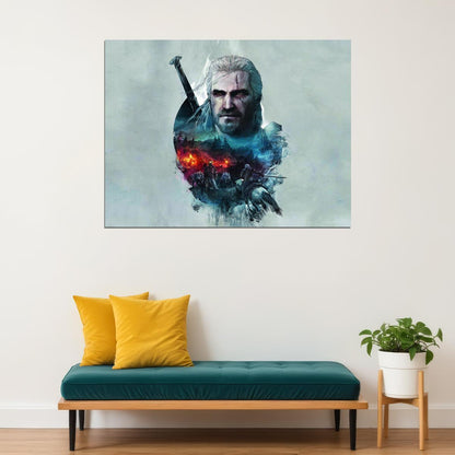 The Witcher Geralt Video Game Poster Fantasy Adventure Wall Decor Monster Hunter RPG Gaming Artwork Wall Print