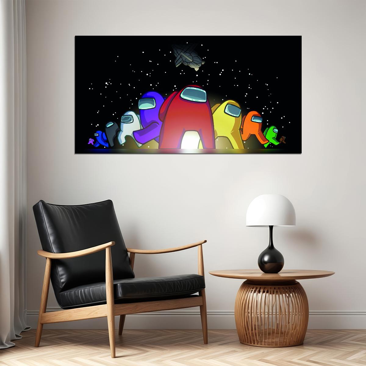 Among Us Video Game Poster Multiplayer Party Game Wall Decor Space Themed Gaming Artwork Wall Print