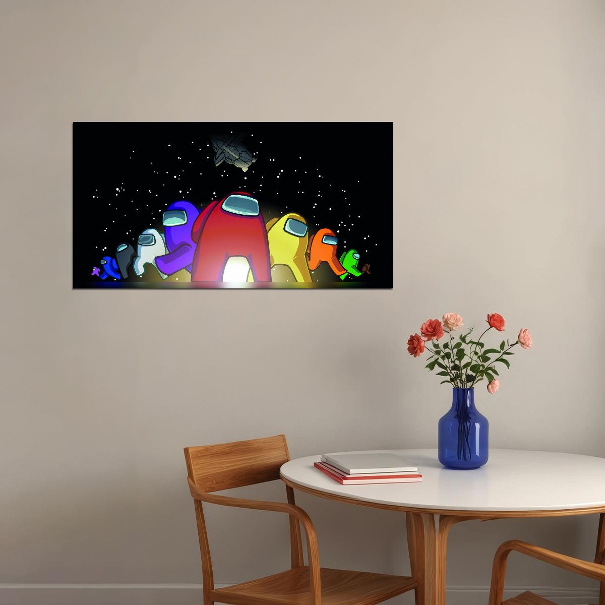 Among Us Video Game Poster Multiplayer Party Game Wall Decor Space Themed Gaming Artwork Wall Print