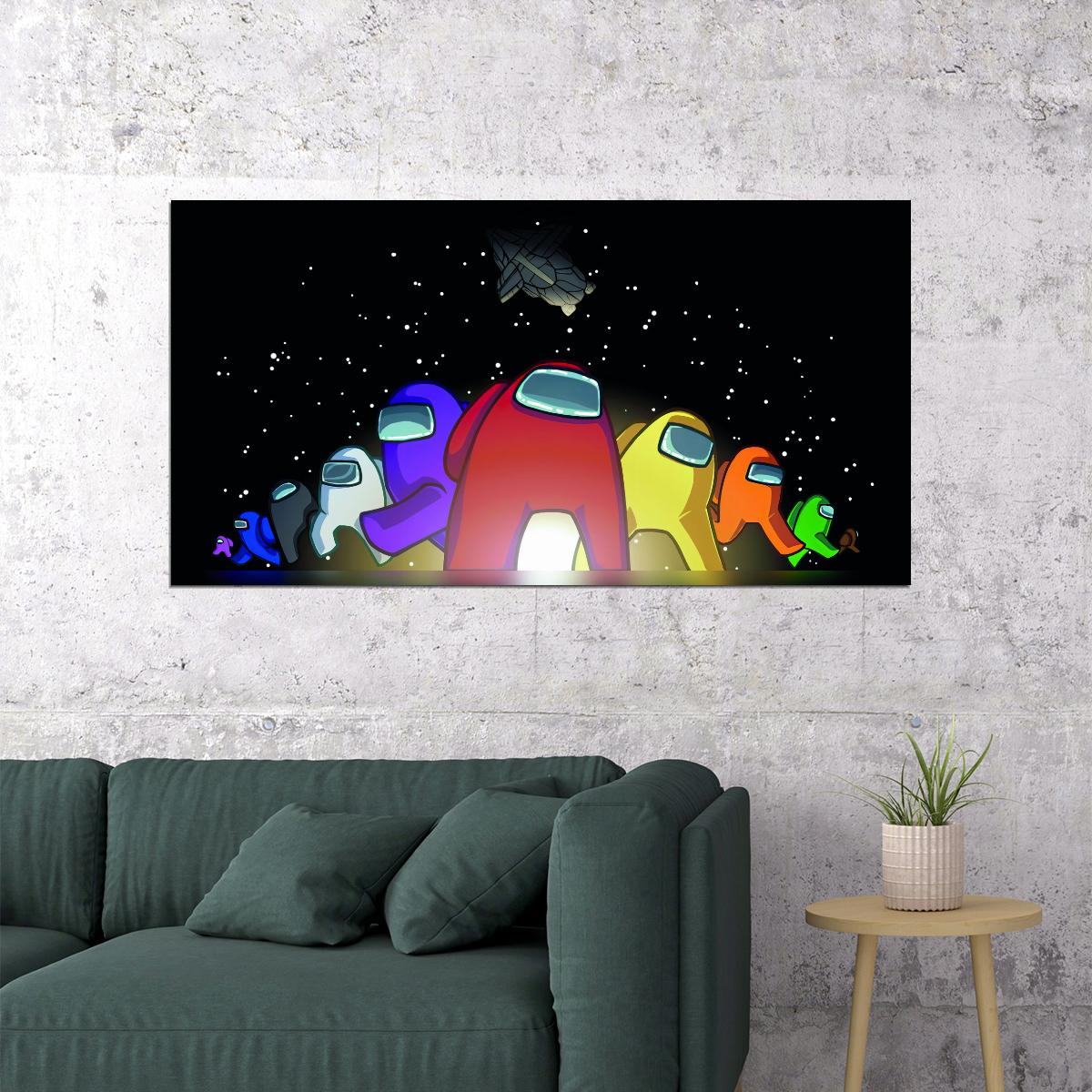 Among Us Video Game Poster Multiplayer Party Game Wall Decor Space Themed Gaming Artwork Wall Print