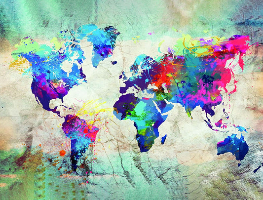 Colorful World Map Art Poster Modern Abstract Wall Decor Vibrant Artistic Map Design Unique Wall Art Print