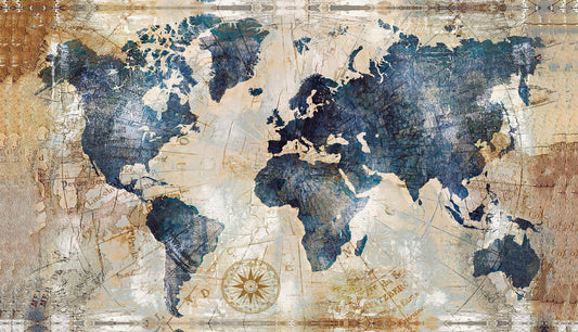 World Map Art Poster Antique Style Wall Decor Rustic Travel Themed Vintage Map Design Artistic Wall Print