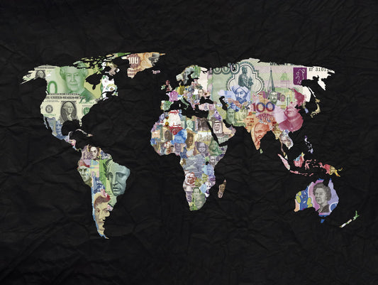 World Map Art Poster Black Collage Style Wall Decor Artistic Colorful Travel Map Design Unique Wall Print