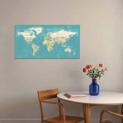 World Map Art Poster Pastel Style Wall Decor Minimalist Travel Themed Modern Artistic Map Wall Print