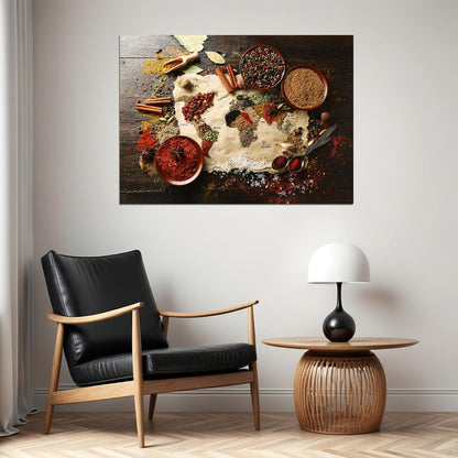 World Map Food Art Poster Culinary Travel Style Wall Decor Artistic Map Design Unique Kitchen Wall Print