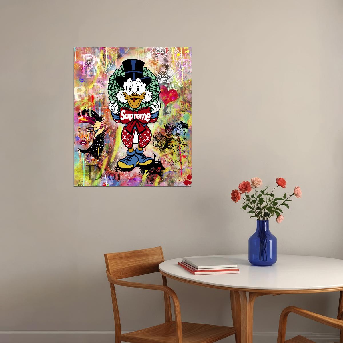 Minnie Mouse Supreme Graffiti Art Poster Luxury Street Wall Decor Modern Cartoon Pop Art Style Wall Print