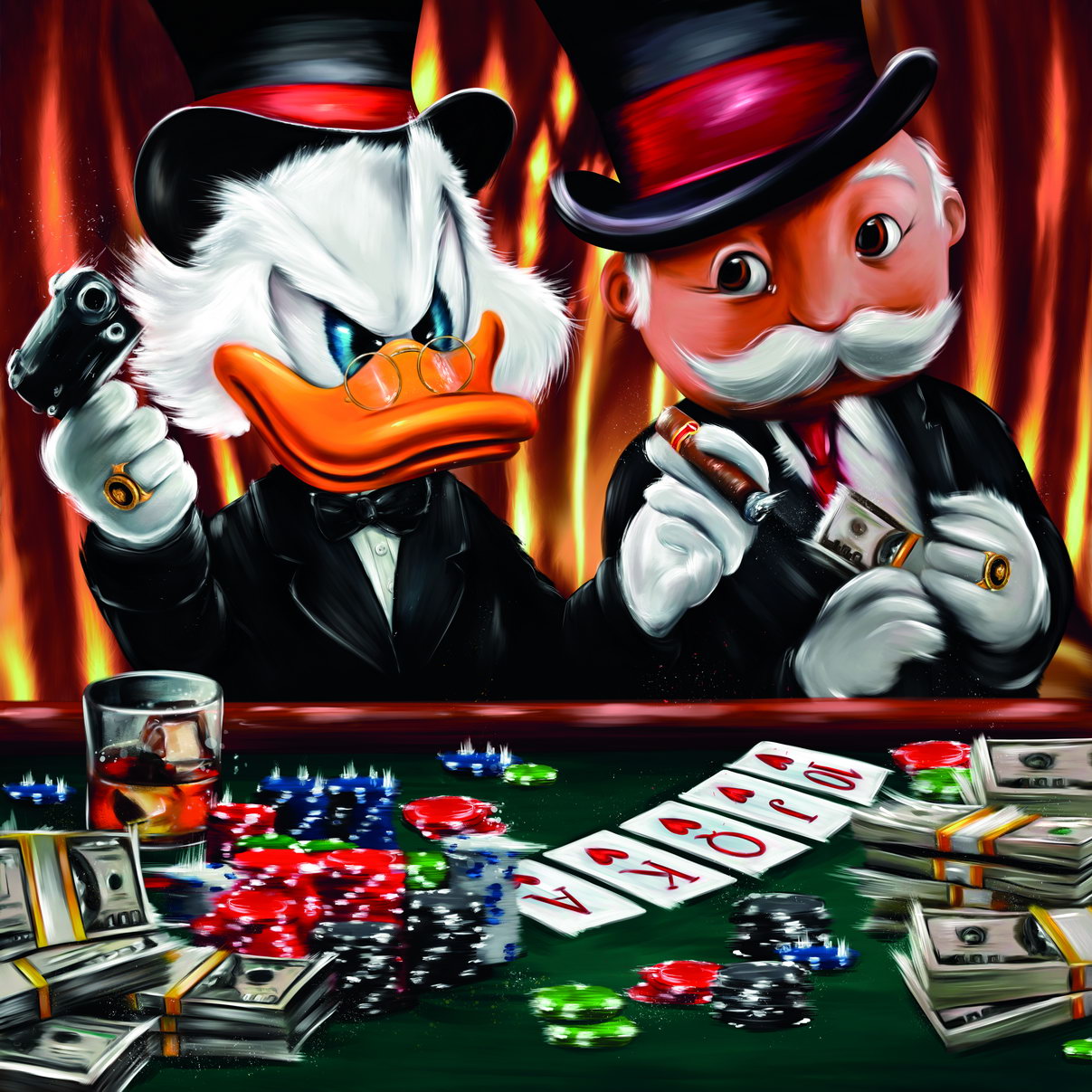 Scrooge McDuck Poker Night Art Poster Luxury Casino Wall Decor Cartoon Pop Art Urban Style Wall Print