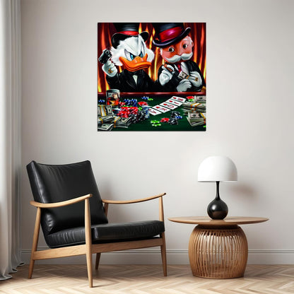 Scrooge McDuck Poker Night Art Poster Luxury Casino Wall Decor Cartoon Pop Art Urban Style Wall Print