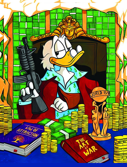 Scrooge McDuck Money Graffiti Art Poster Bold Urban Wall Decor Cartoon Pop Art Street Style Wall Print