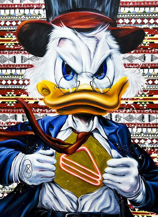 Scrooge McDuck Poker Table Graffiti Art Poster Bold Cartoon Wall Decor Urban Casino Pop Art Style Wall Print