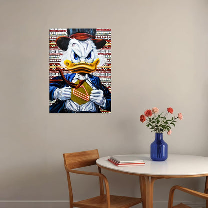 Scrooge McDuck Poker Table Graffiti Art Poster Bold Cartoon Wall Decor Urban Casino Pop Art Style Wall Print