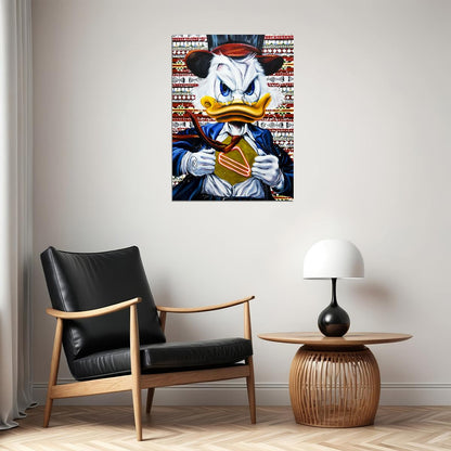 Scrooge McDuck Poker Table Graffiti Art Poster Bold Cartoon Wall Decor Urban Casino Pop Art Style Wall Print