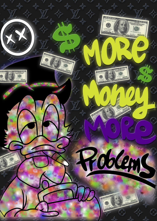 More Money More Problems Graffiti Art Poster Street Urban Wall Decor Bold Pop Art Cartoon Style Wall Print