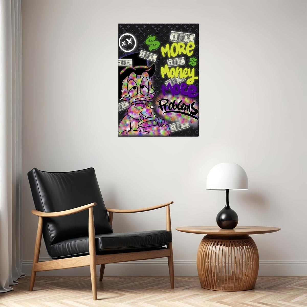 More Money More Problems Graffiti Art Poster Street Urban Wall Decor Bold Pop Art Cartoon Style Wall Print