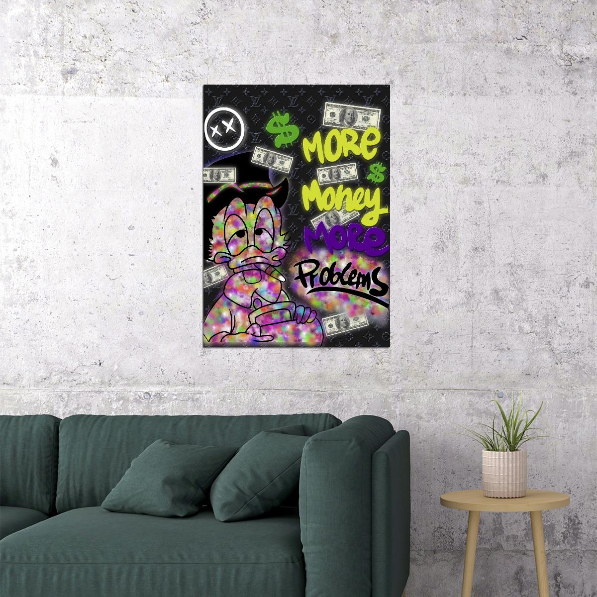 More Money More Problems Graffiti Art Poster Street Urban Wall Decor Bold Pop Art Cartoon Style Wall Print