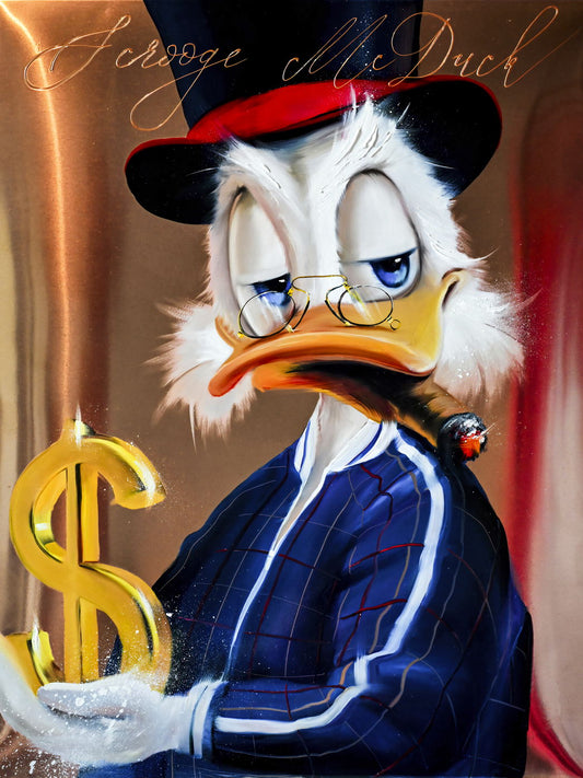 Scrooge McDuck Money Graffiti Art Poster Luxury Urban Wall Decor Cartoon Pop Art Style Bold Wall Print