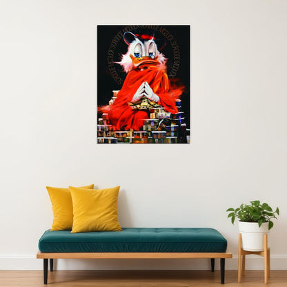 Scrooge McDuck Fire Graffiti Art Poster Bold Cartoon Wall Decor Modern Urban Pop Art Style Wall Print