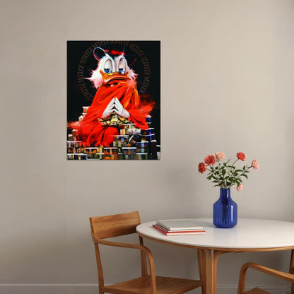 Scrooge McDuck Fire Graffiti Art Poster Bold Cartoon Wall Decor Modern Urban Pop Art Style Wall Print