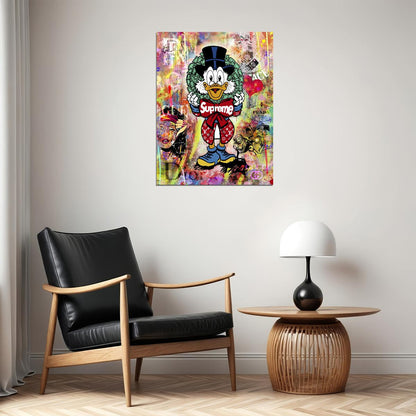 Scrooge McDuck Supreme Graffiti Art Poster Luxury Urban Wall Decor Cartoon Pop Art Money Style Wall Print