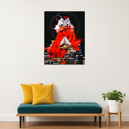 Scrooge McDuck Flames Graffiti Art Poster Bold Cartoon Wall Decor Money Urban Pop Art Style Wall Print