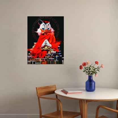 Scrooge McDuck Flames Graffiti Art Poster Bold Cartoon Wall Decor Money Urban Pop Art Style Wall Print