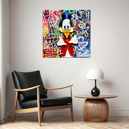 Scrooge McDuck Dollar Graffiti Art Poster Money Theme Wall Decor Urban Cartoon Pop Art Style Wall Print