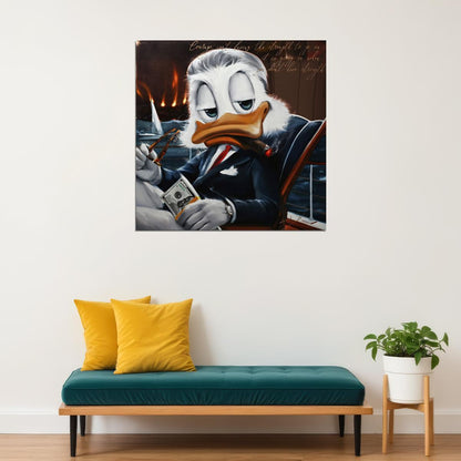 Donald Duck Business Graffiti Art Poster Luxury Urban Wall Decor Bold Cartoon Pop Art Money Style Wall Print