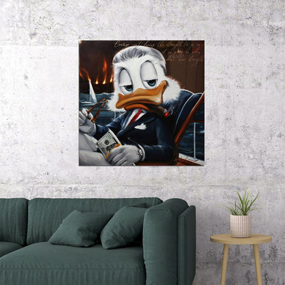 Donald Duck Business Graffiti Art Poster Luxury Urban Wall Decor Bold Cartoon Pop Art Money Style Wall Print