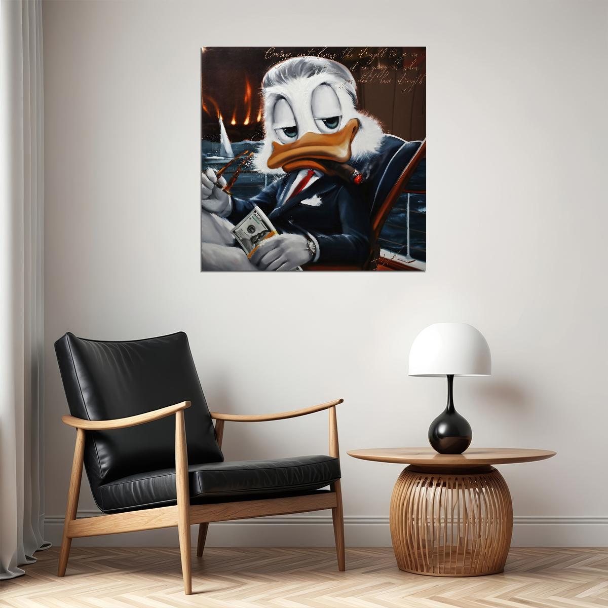 Donald Duck Business Graffiti Art Poster Luxury Urban Wall Decor Bold Cartoon Pop Art Money Style Wall Print