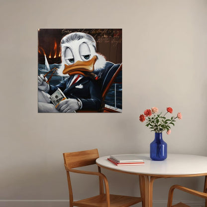 Donald Duck Business Graffiti Art Poster Luxury Urban Wall Decor Bold Cartoon Pop Art Money Style Wall Print