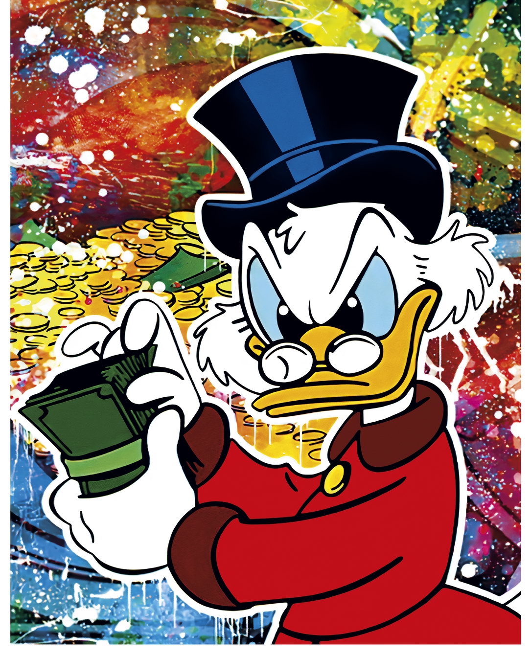 Scrooge McDuck Cash Graffiti Art Poster Urban Wall Decor Cartoon Pop Art Money Style Bold Wall Print