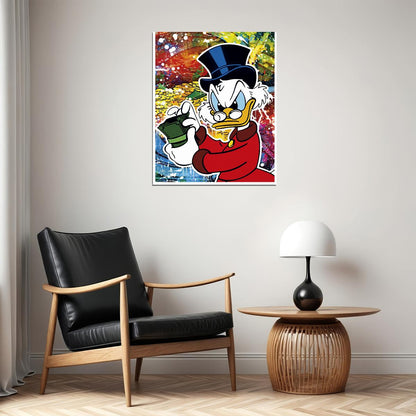 Scrooge McDuck Cash Graffiti Art Poster Urban Wall Decor Cartoon Pop Art Money Style Bold Wall Print