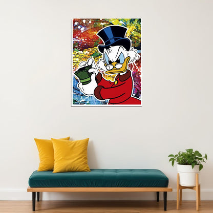 Scrooge McDuck Cash Graffiti Art Poster Urban Wall Decor Cartoon Pop Art Money Style Bold Wall Print