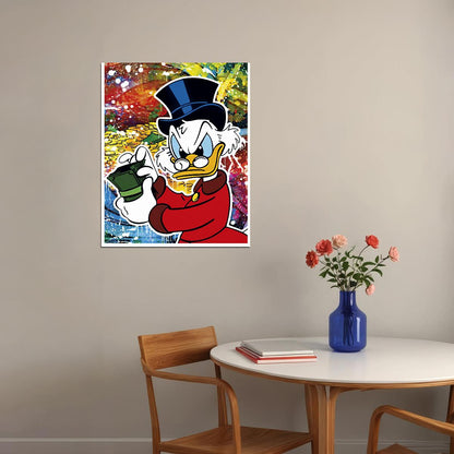 Scrooge McDuck Cash Graffiti Art Poster Urban Wall Decor Cartoon Pop Art Money Style Bold Wall Print