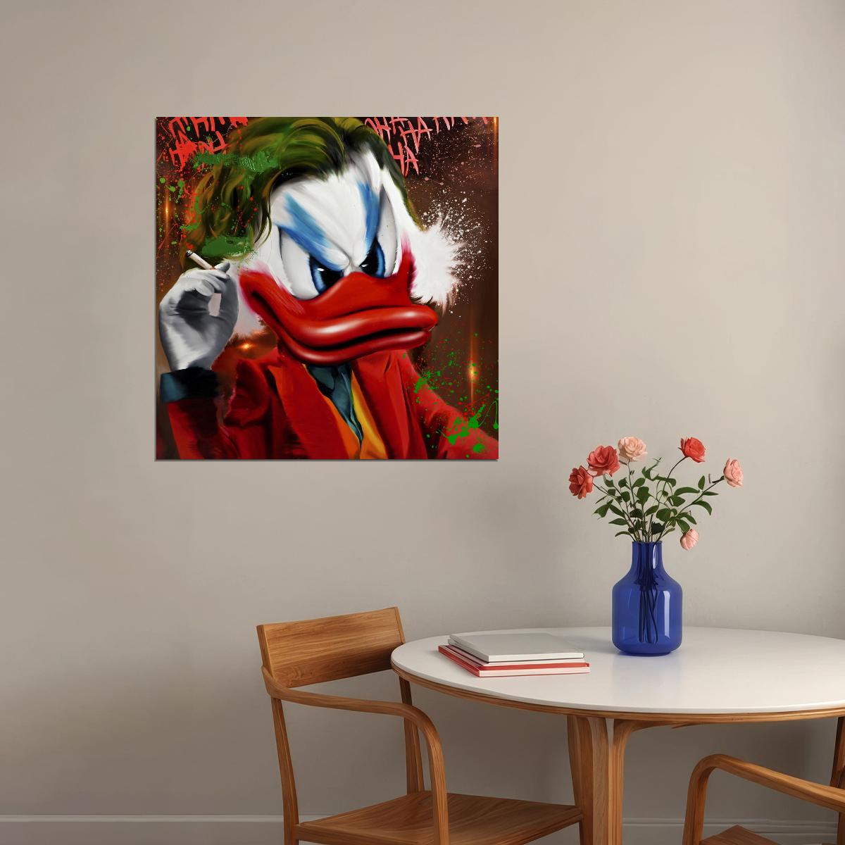 Donald Duck Joker Graffiti Art Poster Bold Cartoon Pop Art Wall Decor Urban Style Creative Wall Print