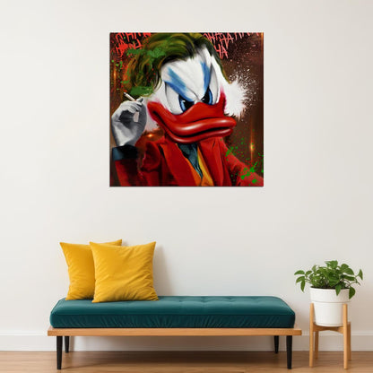 Donald Duck Joker Graffiti Art Poster Bold Cartoon Pop Art Wall Decor Urban Style Creative Wall Print