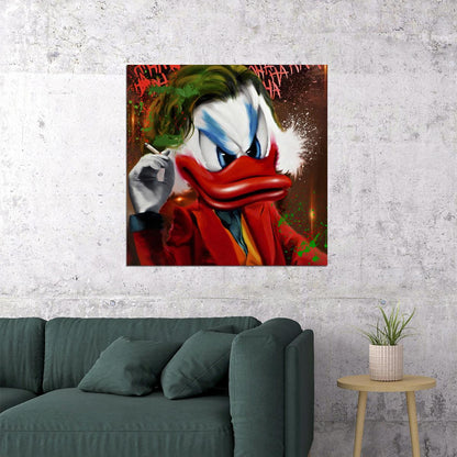 Donald Duck Joker Graffiti Art Poster Bold Cartoon Pop Art Wall Decor Urban Style Creative Wall Print