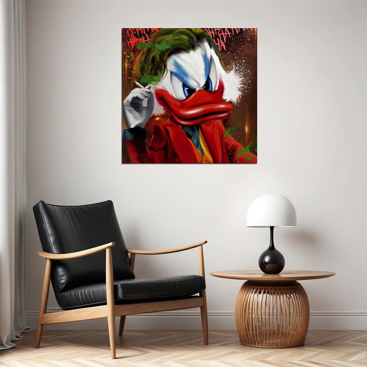 Donald Duck Joker Graffiti Art Poster Bold Cartoon Pop Art Wall Decor Urban Style Creative Wall Print