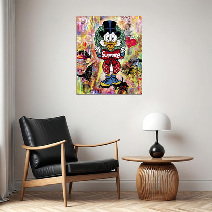 Scrooge McDuck Supreme Graffiti Art Poster Urban Wall Decor Cartoon Pop Art Luxury Style Bold Wall Print