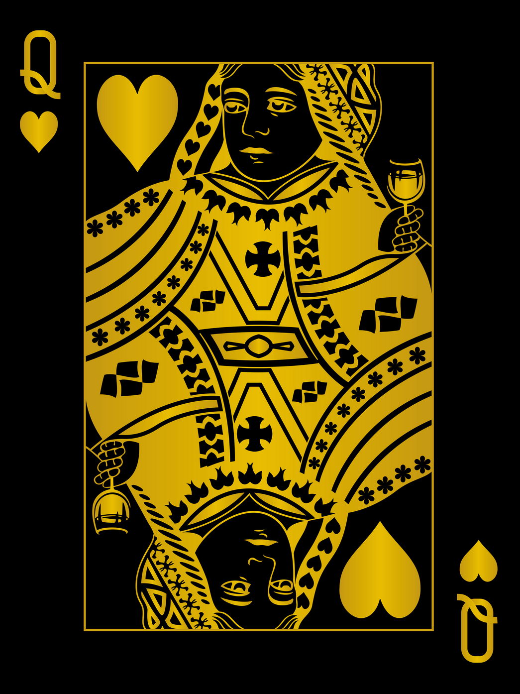 Queen of Spades Gold Art Poster Luxury Wall Decor Playing Card Bold Pop Art Modern Wall Print