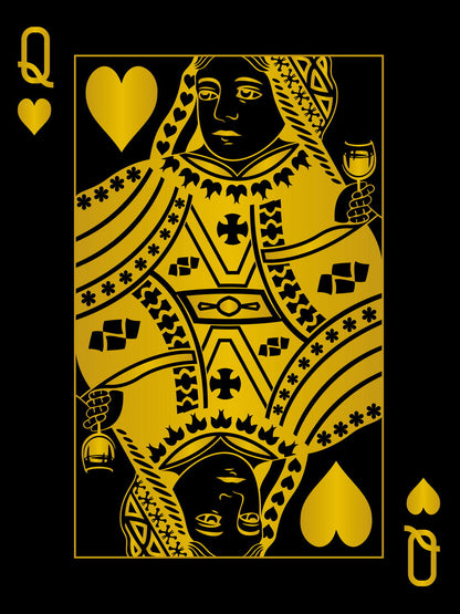 Queen of Spades Gold Art Poster Luxury Wall Decor Playing Card Bold Pop Art Modern Wall Print