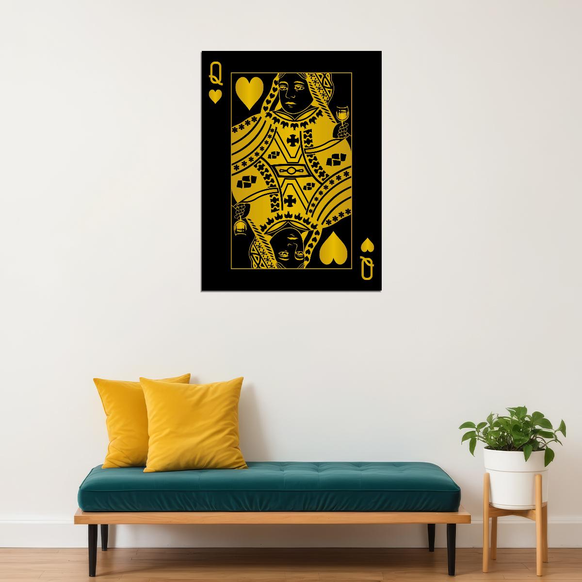 Queen of Spades Gold Art Poster Luxury Wall Decor Playing Card Bold Pop Art Modern Wall Print