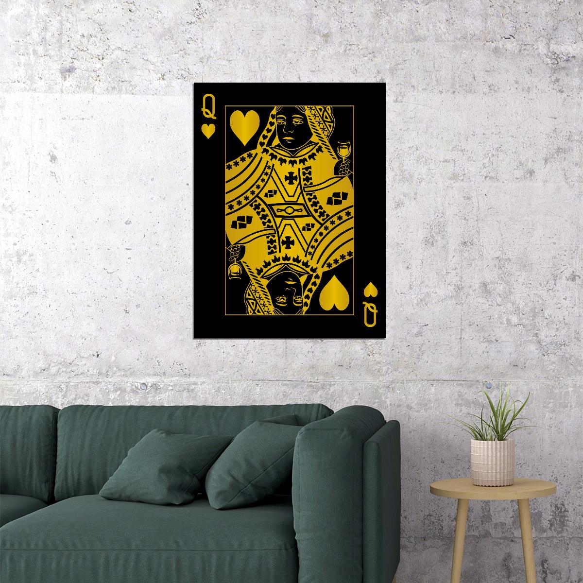 Queen of Spades Gold Art Poster Luxury Wall Decor Playing Card Bold Pop Art Modern Wall Print