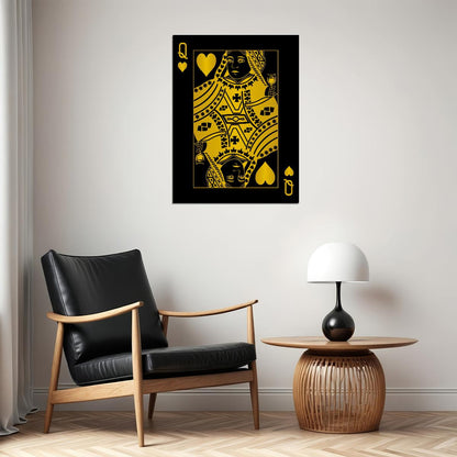 Queen of Spades Gold Art Poster Luxury Wall Decor Playing Card Bold Pop Art Modern Wall Print