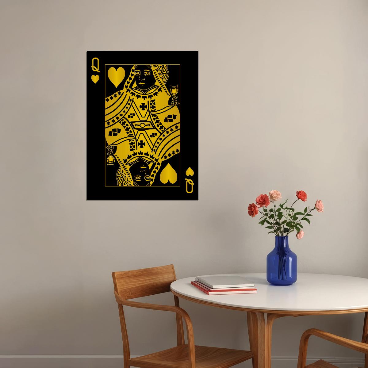 Queen of Spades Gold Art Poster Luxury Wall Decor Playing Card Bold Pop Art Modern Wall Print