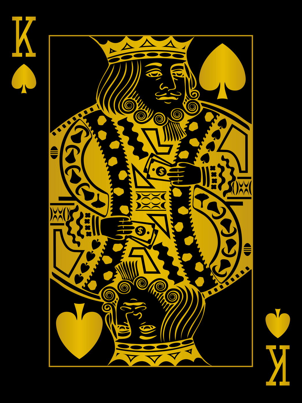 King of Spades Gold Art Poster Elegant Wall Decor Playing Card Bold Pop Art Style Modern Wall Print