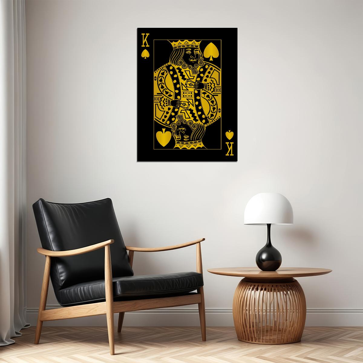 King of Spades Gold Art Poster Elegant Wall Decor Playing Card Bold Pop Art Style Modern Wall Print