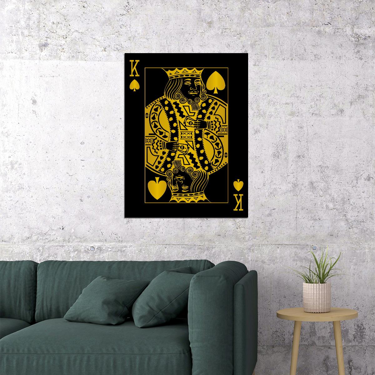 King of Spades Gold Art Poster Elegant Wall Decor Playing Card Bold Pop Art Style Modern Wall Print