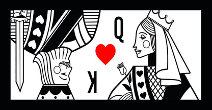 Queen of Hearts Line Art Poster Minimalist Wall Decor Modern Playing Card Pop Art Style Wall Print